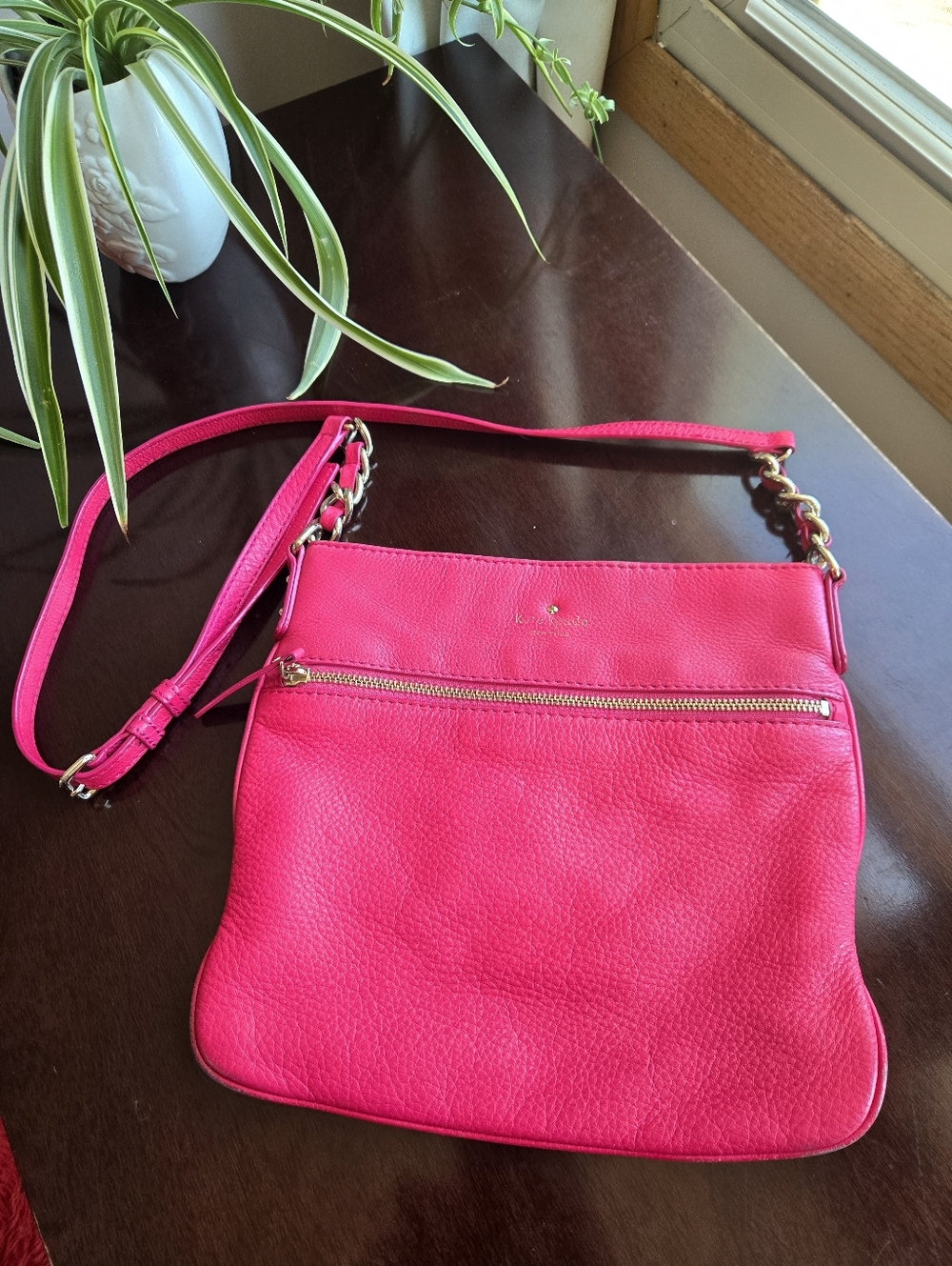 ✨ Kate Spade Hot Pink Crossbody ✨ Barbiecore Pebbled Leather 🎀 - Picture 2 of 15